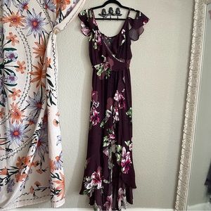 Express Floral Full Length Off the Shoulder & Straps Dress - Large